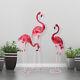 Pink Flamingo Decor Iron Garden Statue Decor, Yard Lawn Ornament 2-3 Pack