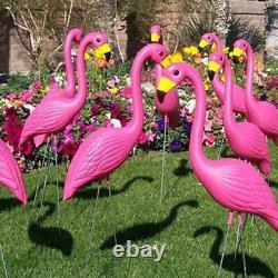 Pink Flamingo Figurines 2Pcs Flamingo Ornament Garden Stake Yard Decor Party