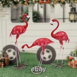 Pink Flamingo Ornament Statue Outdoor Metal Art Garden Sculpture Home Decor