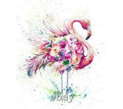 Pink Flamingo Tropical Bird Abstract Flower Diamond Painting Kit Embroidery Art