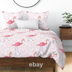 Pink Flamingo Tropical Summer Time Birds Crown Sateen Duvet Cover by Spoonflower