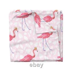 Pink Flamingo Tropical Summer Time Birds Crown Sateen Duvet Cover by Spoonflower