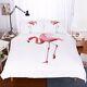 Pink Flamingo White Duvet Cover Set Animal Printed Bird Bedding Set King Cute Gi