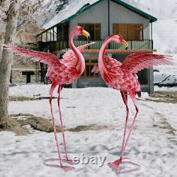 Pink Flamingo Yard Decorations, Tall Birds Garden Statues and Sculptures, Met