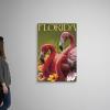 Pink Flamingos Florida Retro Travel Canvas Wall Art Print, Flamingo Home