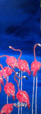 Pink Flamingos Painting by West Davis Acrylic/Canvas 20x16 New From Gallery