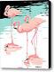 Pink Flamingos Pop Art, Retro, Tropical Birds 40x30 Large Canvas Print, Florida