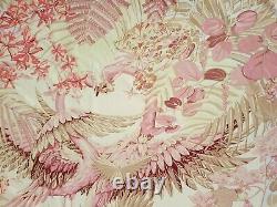 Pink Flamingos Very Large Silk Scarf Shawl Wrap Hand Rolled Hems Birds Floral