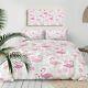 Pink Floral Bird Rose Flamingo King Queen Twin Quilt Duvet Pillow Cover Bed Set
