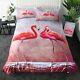 Pink Love Animal Bird Flamingo King Queen Twin Quilt Duvet Pillow Cover Bed Set