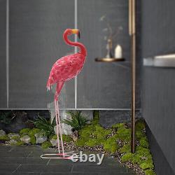 Pink Metal Birds Yard Art Outdoor Statue, Large Pink Flamingo Lawn Ornaments New