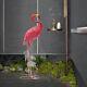 Pink Metal Birds Yard Art Outdoor Statue, Large Pink Flamingo Lawn Ornaments New