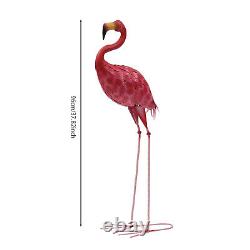 Pink Metal Birds Yard Art Outdoor Statue, Large Pink Flamingo Lawn Ornaments New