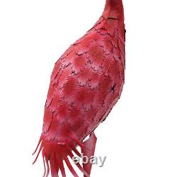 Pink Metal Birds Yard Art Outdoor Statue, Large Pink Flamingo Lawn Ornaments New