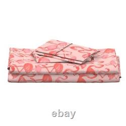 Pink Painted Flamingo Tropical Beach 100% Cotton Sateen Sheet Set by Roostery