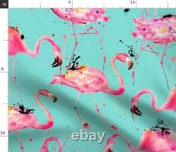 Pink Watercolor Flamingo Flamingos Teal Bird 50 Wide Curtain Panel by Roostery