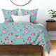 Pink Watercolor Flamingo Flamingos Teal Bird Sateen Duvet Cover By Roostery