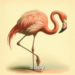 Plumage of the American Flamingo, Natural Colors Audobon-style Original Bird Art