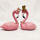 Polyresin Flamingo Pink Figurine Home Decor Sculptures Animal Ornament Set Of 2