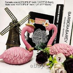 Polyresin Flamingo Pink Figurine Home Decor Sculptures Animal Ornament Set of 2