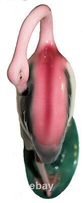 RARE1940s Will-George10 Inch Tall PREENING Flamingo California Pottery