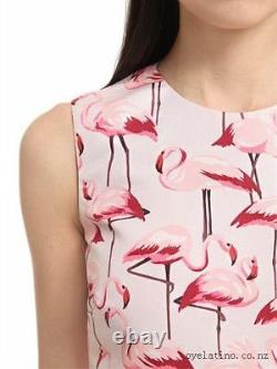 RED Valentino Flamingo Print Faille Fit & Flare Dress (Size 46- US 8)