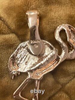 Rare Large Estate RMN Gold Flamingo Stone Body Necklace Pendant