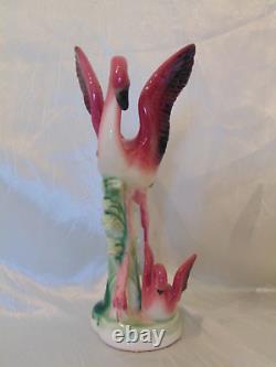 Rare Vtg Lefton's Occupied Japan Flamingo withBaby Ceramic Figurine Wings Up 8