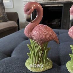 Retro 1950's-60's Pair Of Pink Flamingos Pottery Figurines 10