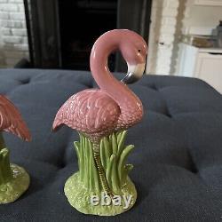 Retro 1950's-60's Pair Of Pink Flamingos Pottery Figurines 10