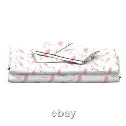Retro Flamingos Tully Grass Pink 100% Cotton Sateen Sheet Set by Spoonflower