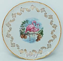 Revol Porcelaine France Flamingo drinks Serving Tray or Plate 12 pink birds euc