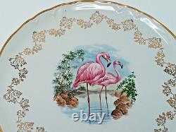 Revol Porcelaine France Flamingo drinks Serving Tray or Plate 12 pink birds euc