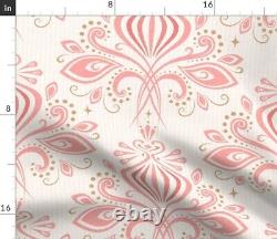 Rococo Flamingo Pink Vintage Leaves 100% Cotton Sateen Sheet Set by Spoonflower