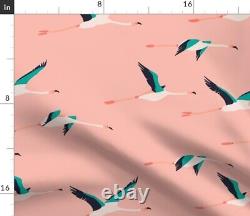 Round Tablecloth Bird Pink Baby Flamingo Fly Ocean Cotton Sateen