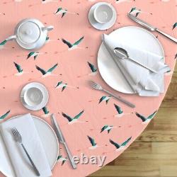 Round Tablecloth Flamingo Coastal Designed Bird Cotton Sateen