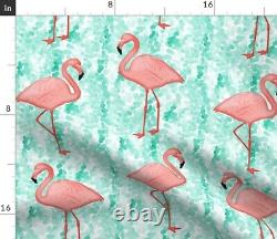 Round Tablecloth Flamingo Coral Aqua Summer Bird Flamingos Cotton Sateen
