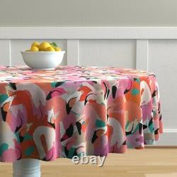 Round Tablecloth Flamingo Florida Resort Bird Tropical Cotton Sateen