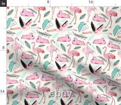 Round Tablecloth Pink Flamingo Wild Life Tropical Beach Cotton Sateen