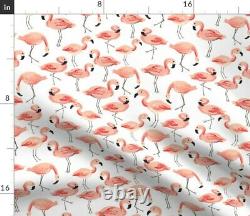 Round Tablecloth Pink Watercolor Flamingo Birds White Flamingos Cotton Sateen