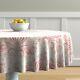 Round Tablecloth Rococo Flamingo Pink Vintage Leaves Retro Dots Cotton Sateen