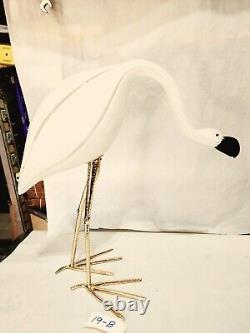 S Puccini Murano Glass White Flamingo with Brass Legs