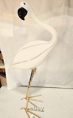 S. Puccini Murano Glass White Flamingo with Brass Legs #2