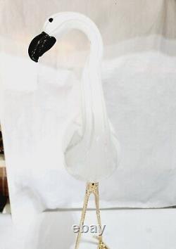 S. Puccini Murano Glass White Flamingo with Brass Legs #2