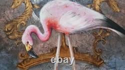 Scorpion art painting pink flamingo oil acrylic canvas home hand painted animals