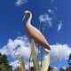 Sculpture Bronze Copper & Wood Wall Art Pink Flamingo Crane Stork Reeds? Blt10m4