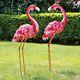 Set Of 2 Pink Flamingo Statues Outdoor Textured Life Size Patio Garden Art