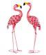 Set Of 2 37.3 Pink Flamingo Bird Design Garden Statues Metal Freestanding
