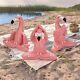 Set Of 3 Large Yoga Pink Flamingos Sculpture Meditation Zen Garden Statue