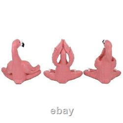 Set of 3 Large Yoga Pink Flamingos Sculpture Meditation Zen Garden Statue